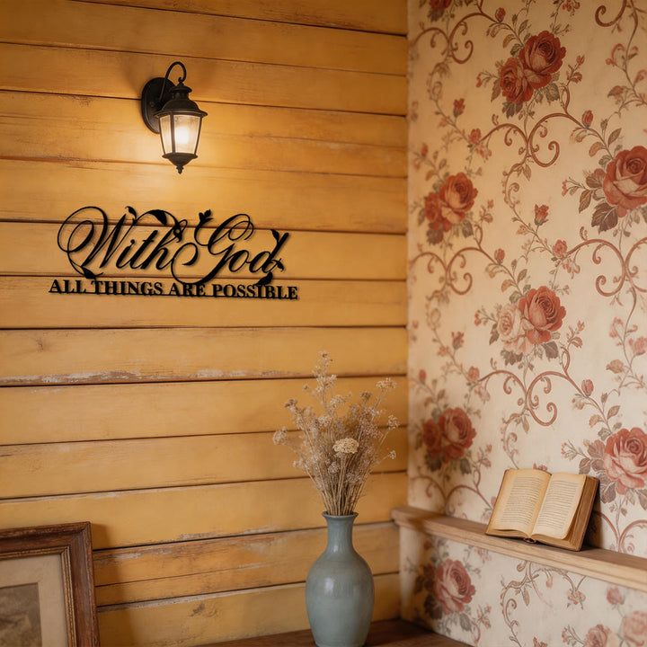Christianartworkshop Décoration murale en métal « Avec Dieu, tout est possible » : un hommage à la foi en la puissance illimitée de Dieu - image 5