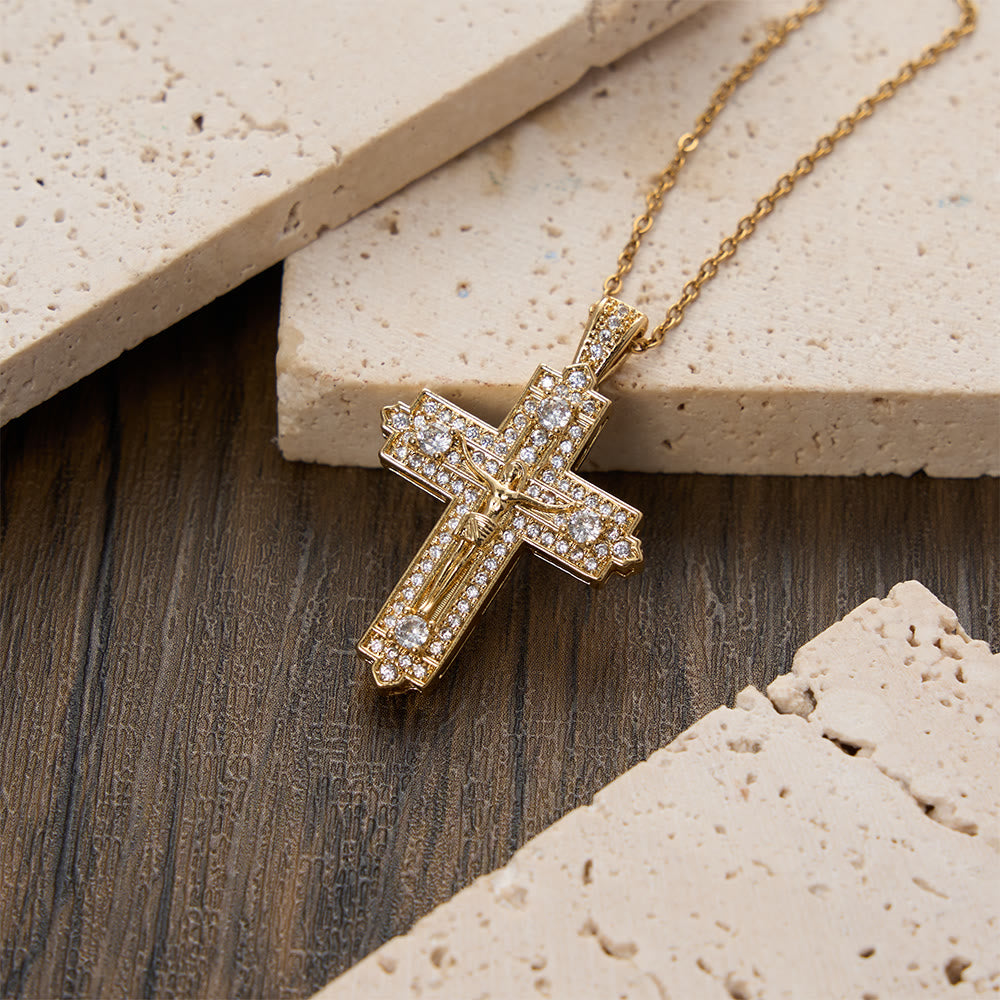 Christianartworkshop Collier crucifix finement ciselé orné d'une figure détaillée de Jésus : un rappel de la vérité sacrée et de la guidance divine - Doré - image 4