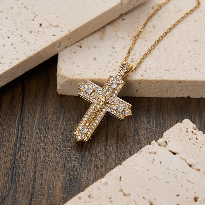 Christianartworkshop Collier crucifix finement ciselé orné d'une figure détaillée de Jésus : un rappel de la vérité sacrée et de la guidance divine - Doré - image 4