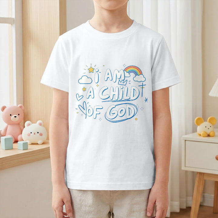 Christianartworkshop T-shirt enfant fantaisiste avec nuage et croix et l'inscription « Je suis un enfant de Dieu » - image 14
