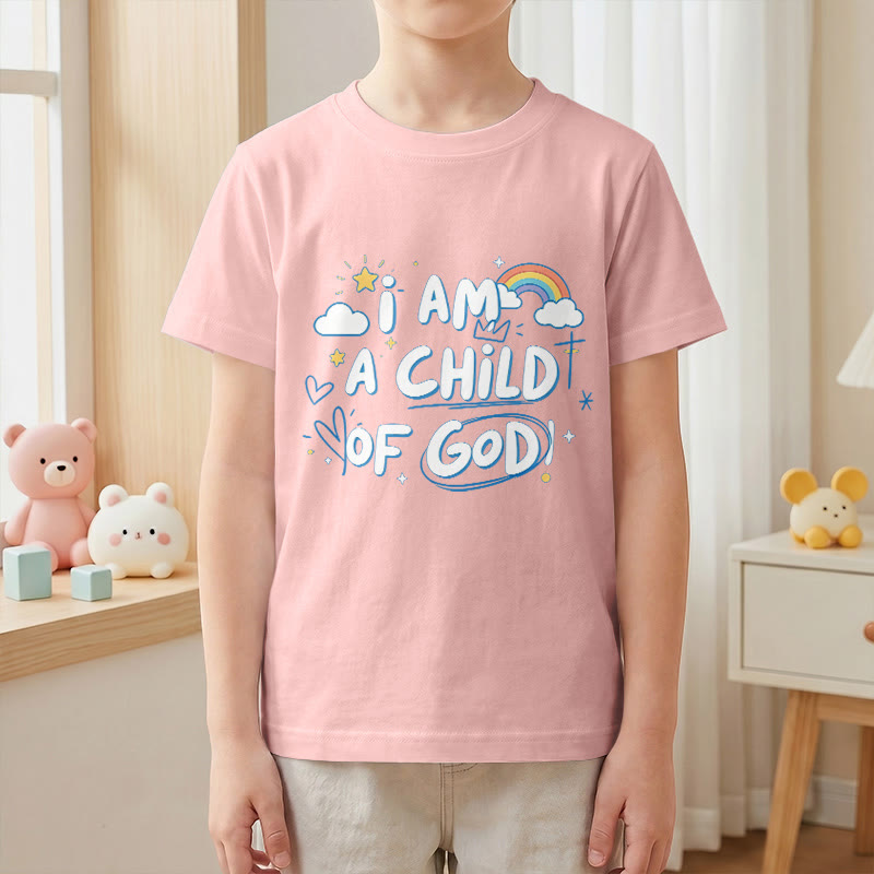 Christianartworkshop T-shirt enfant fantaisiste avec nuage et croix et l'inscription « Je suis un enfant de Dieu » - image 8