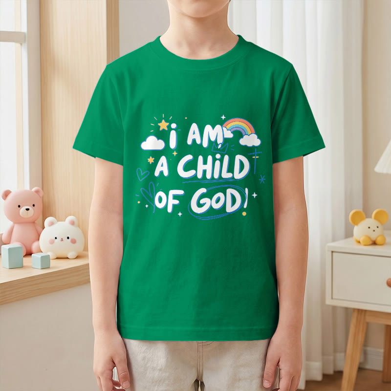 Christianartworkshop T-shirt enfant fantaisiste avec nuage et croix et l'inscription « Je suis un enfant de Dieu » - image 11