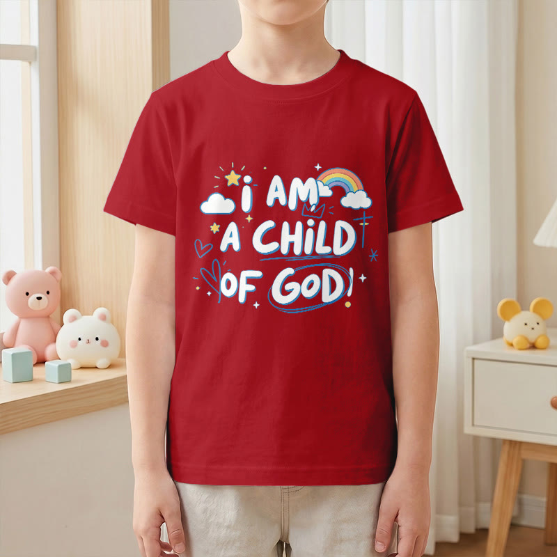 Christianartworkshop T-shirt enfant fantaisiste avec nuage et croix et l'inscription « Je suis un enfant de Dieu » - image 5