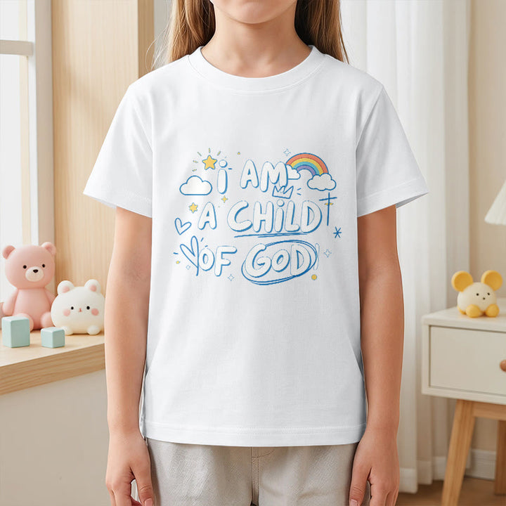 Christianartworkshop T-shirt enfant fantaisiste avec nuage et croix et l'inscription « Je suis un enfant de Dieu » - image 13