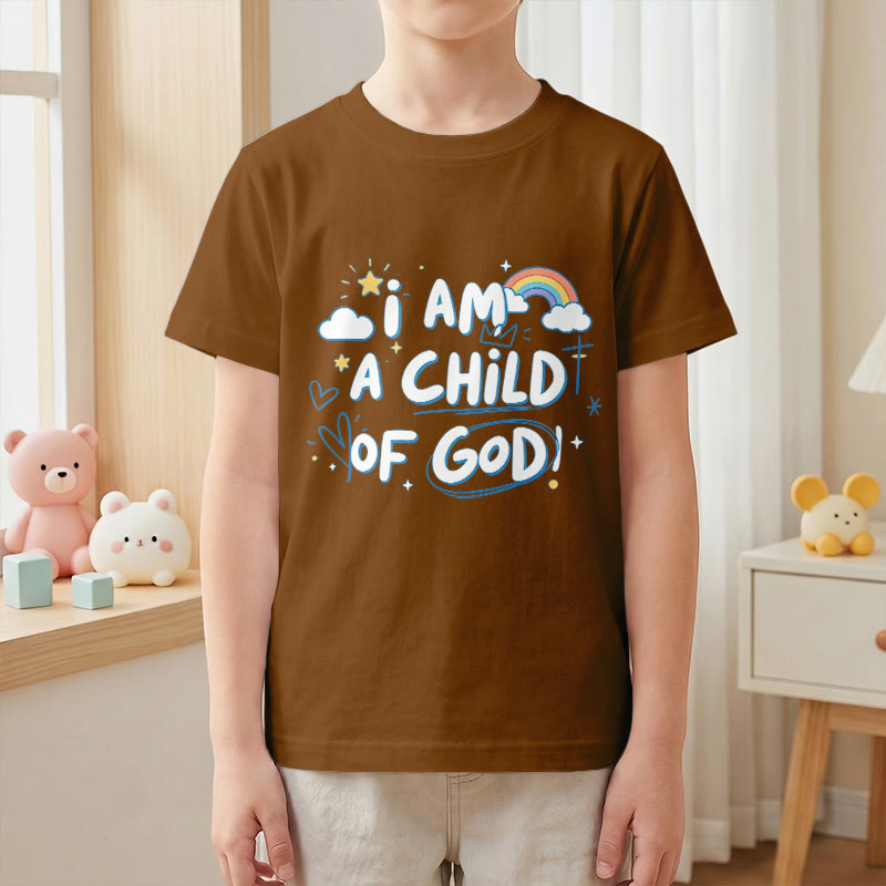 Christianartworkshop T-shirt enfant fantaisiste avec nuage et croix et l'inscription « Je suis un enfant de Dieu » - image 17