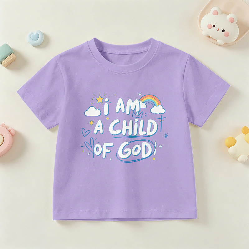 Christianartworkshop T-shirt enfant fantaisiste avec nuage et croix et l'inscription « Je suis un enfant de Dieu » - Violet - US/UK/AU 14, EU170 - image 0