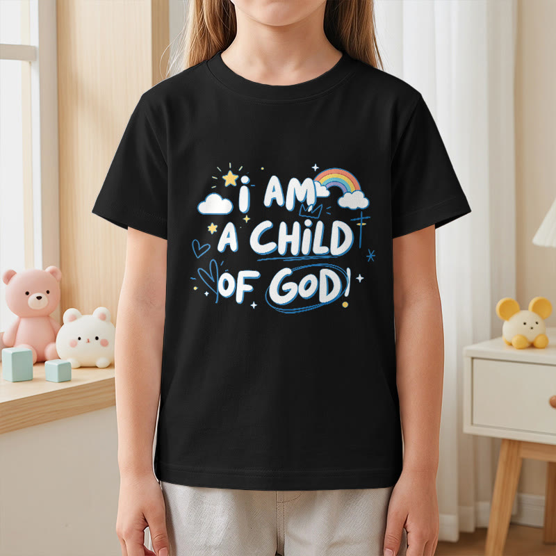 Christianartworkshop T-shirt enfant fantaisiste avec nuage et croix et l'inscription « Je suis un enfant de Dieu » - image 25