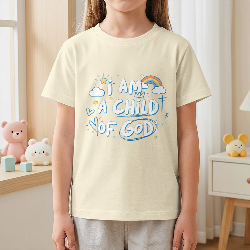 Christianartworkshop T-shirt enfant fantaisiste avec nuage et croix et l'inscription « Je suis un enfant de Dieu » - image 22