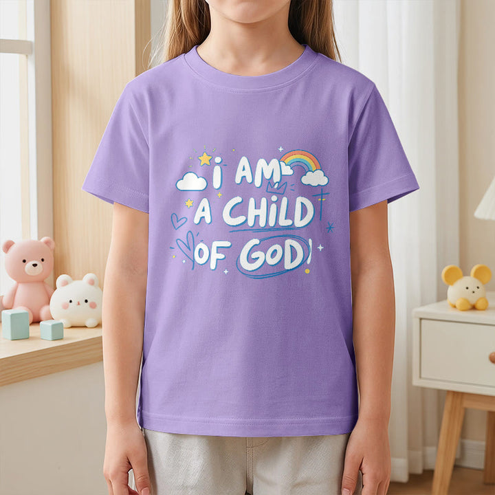 Christianartworkshop T-shirt enfant fantaisiste avec nuage et croix et l'inscription « Je suis un enfant de Dieu » - image 1