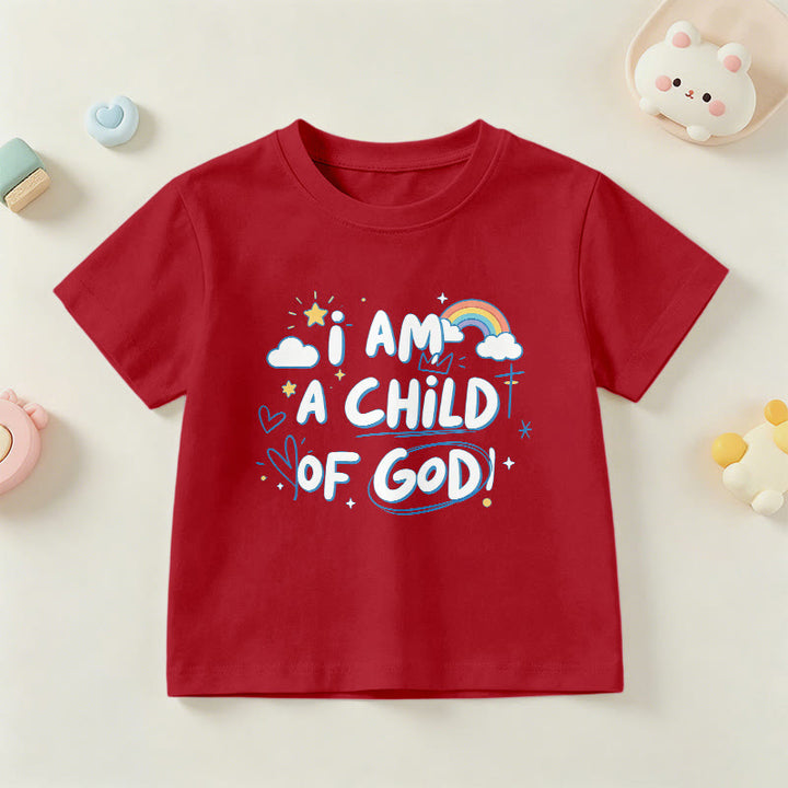 Christianartworkshop T-shirt enfant fantaisiste avec nuage et croix et l'inscription « Je suis un enfant de Dieu » - Rouge - US/UK/AU 14, EU170 - image 3