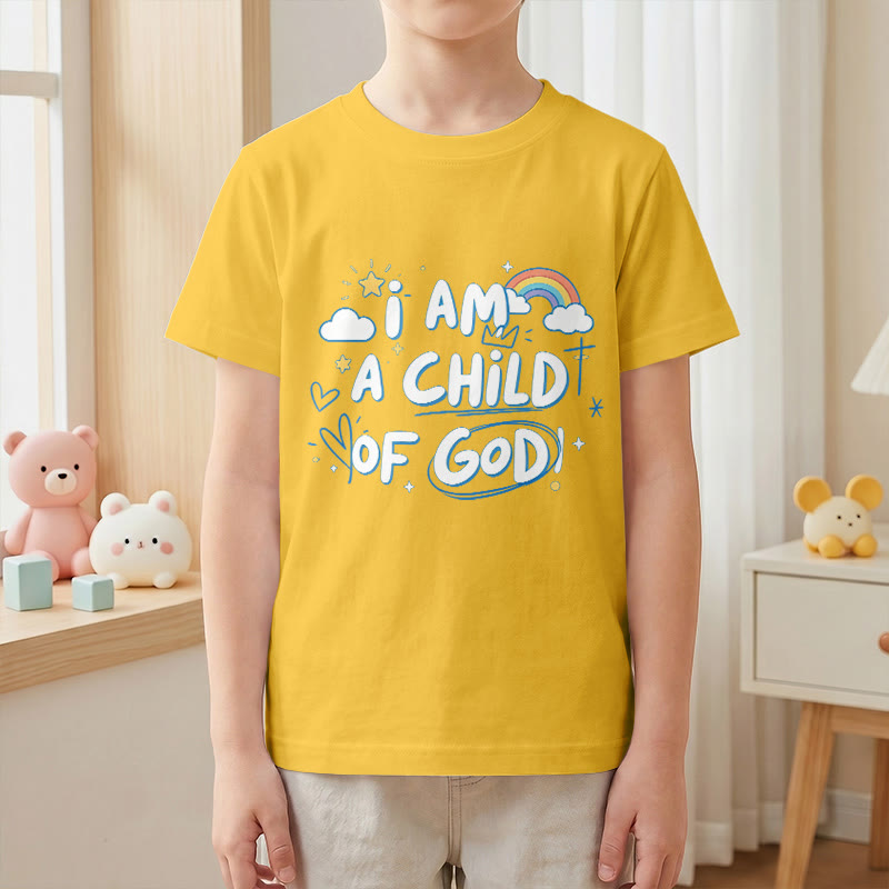 Christianartworkshop T-shirt enfant fantaisiste avec nuage et croix et l'inscription « Je suis un enfant de Dieu » - image 29