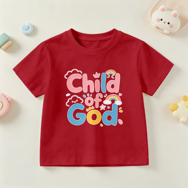 Christianartworkshop T-shirt enfant « Enfant de Dieu inspirant » avec accent arc-en-ciel - Rouge - US/UK/AU 14, EU170 - image 6