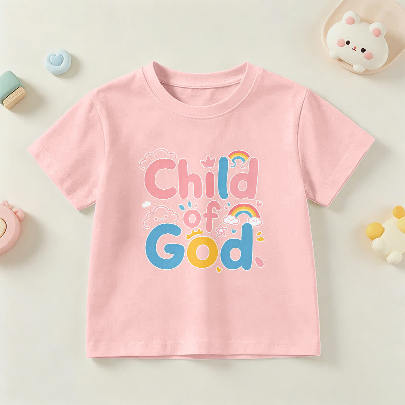 Christianartworkshop T-shirt enfant « Enfant de Dieu inspirant » avec accent arc-en-ciel - Rose - US/UK/AU 14, EU170 - image 9