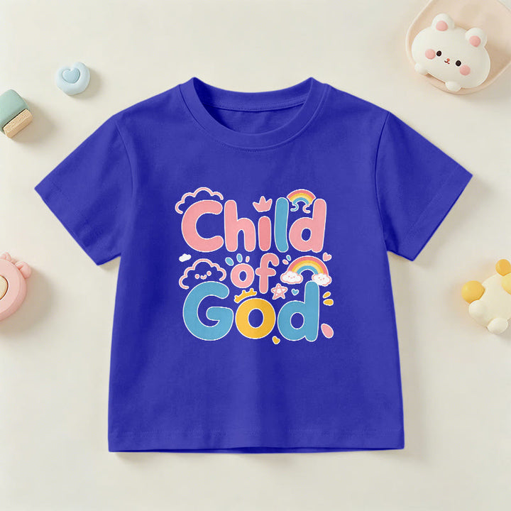 Christianartworkshop T-shirt enfant « Enfant de Dieu inspirant » avec accent arc-en-ciel - Bleu - US/UK/AU 14, EU170 - image 0