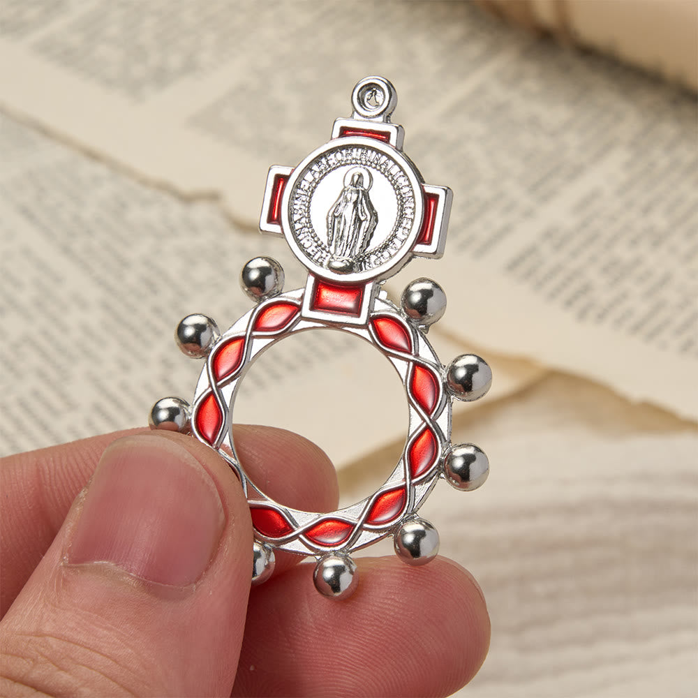 Christianartworkshop Chapelet Notre-Dame en émail éclatant avec perles rondes : un symbole quotidien de réconfort et d'espoir - Rouge - Lot de 10 pièces - image 0