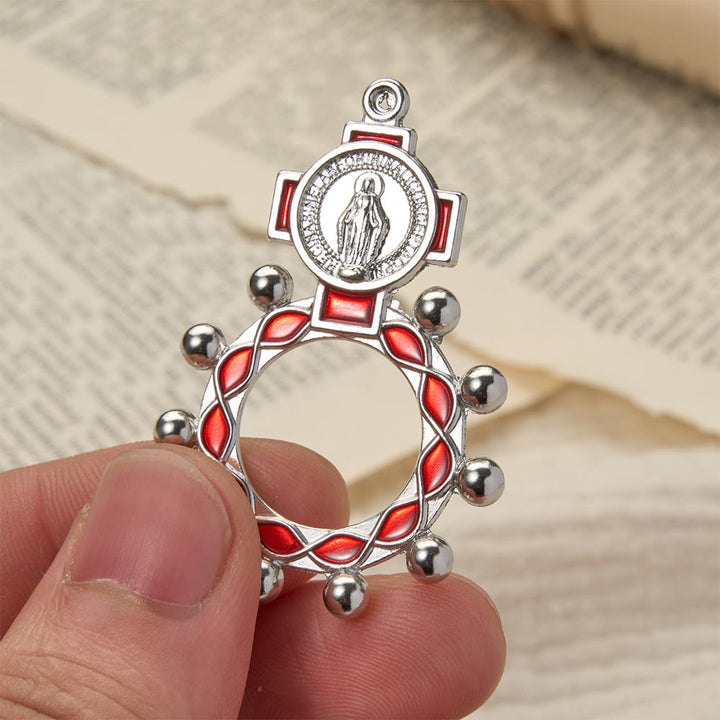 Christianartworkshop Chapelet Notre-Dame en émail éclatant avec perles rondes : un symbole quotidien de réconfort et d'espoir - Rouge - Lot de 10 pièces - image 0