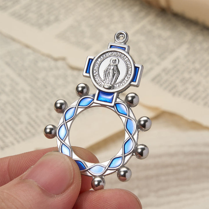 Christianartworkshop Chapelet Notre-Dame en émail éclatant avec perles rondes : un symbole quotidien de réconfort et d'espoir - Bleu - Lot de 10 pièces - image 6