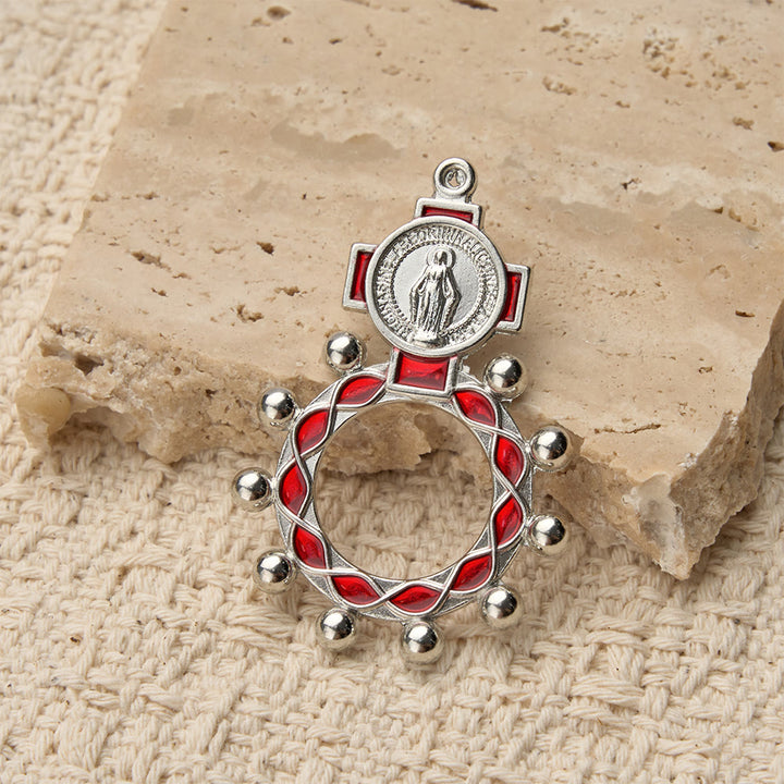 Christianartworkshop Chapelet Notre-Dame en émail éclatant avec perles rondes : un symbole quotidien de réconfort et d'espoir - image 3