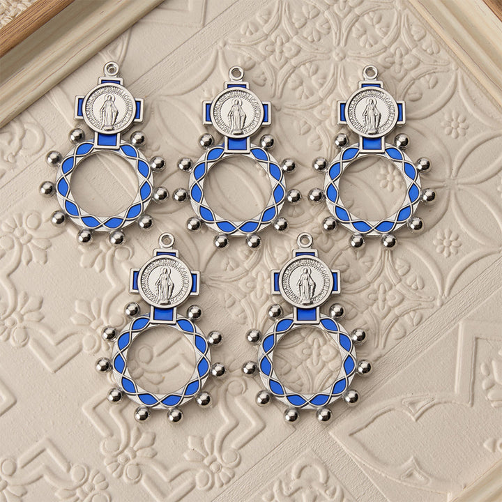 Christianartworkshop Chapelet Notre-Dame en émail éclatant avec perles rondes : un symbole quotidien de réconfort et d'espoir - image 7