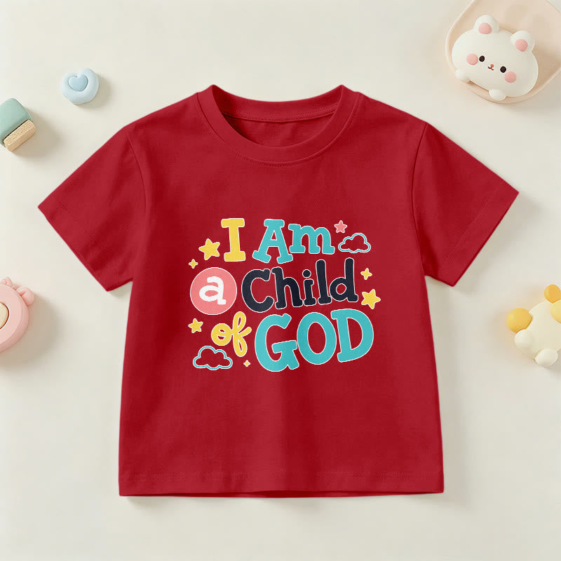 Christianartworkshop T-shirt enfant « Je suis un enfant de Dieu » avec un nuage et une étoile fantaisistes et dévotionnels - Rouge - US/UK/AU 14, EU170 - image 0