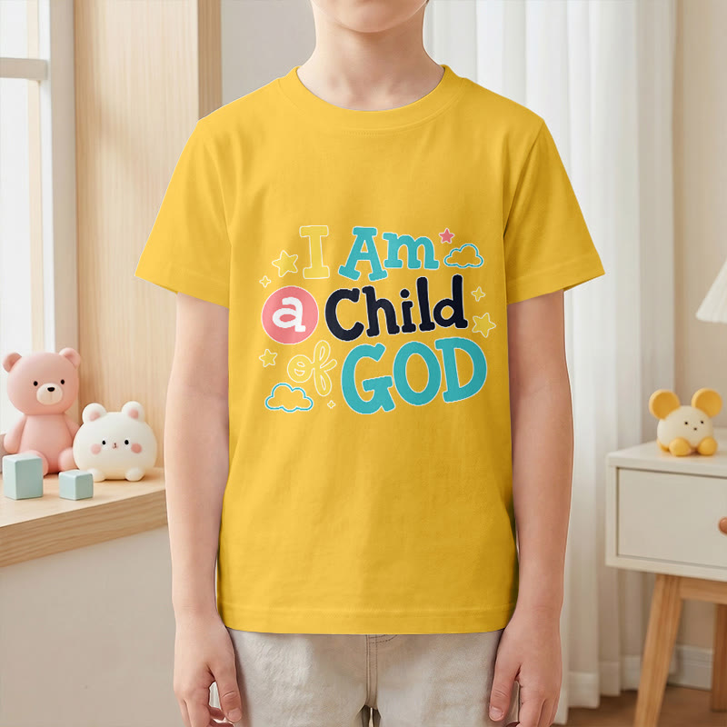 Christianartworkshop T-shirt enfant « Je suis un enfant de Dieu » avec un nuage et une étoile fantaisistes et dévotionnels - image 28