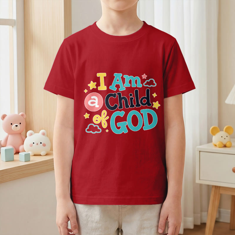 Christianartworkshop T-shirt enfant « Je suis un enfant de Dieu » avec un nuage et une étoile fantaisistes et dévotionnels - image 1