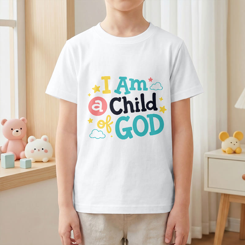 Christianartworkshop T-shirt enfant « Je suis un enfant de Dieu » avec un nuage et une étoile fantaisistes et dévotionnels - image 16