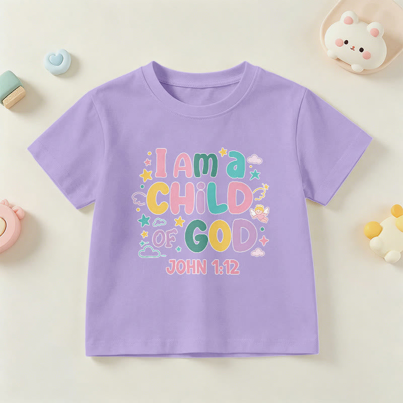 Christianartworkshop T-shirt enfant « Je suis enfant de Dieu » avec un ange et une étoile décoratifs (Jean 1:12) - Violet - US/UK/AU 14, EU170 - image 6