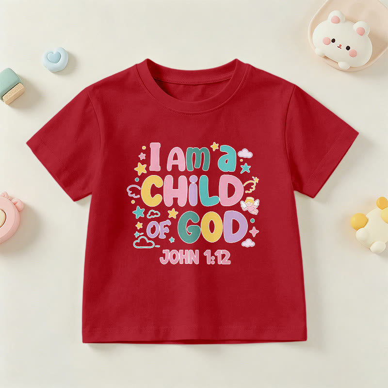 Christianartworkshop T-shirt enfant « Je suis enfant de Dieu » avec un ange et une étoile décoratifs (Jean 1:12) - Rouge - US/UK/AU 14, EU170 - image 9