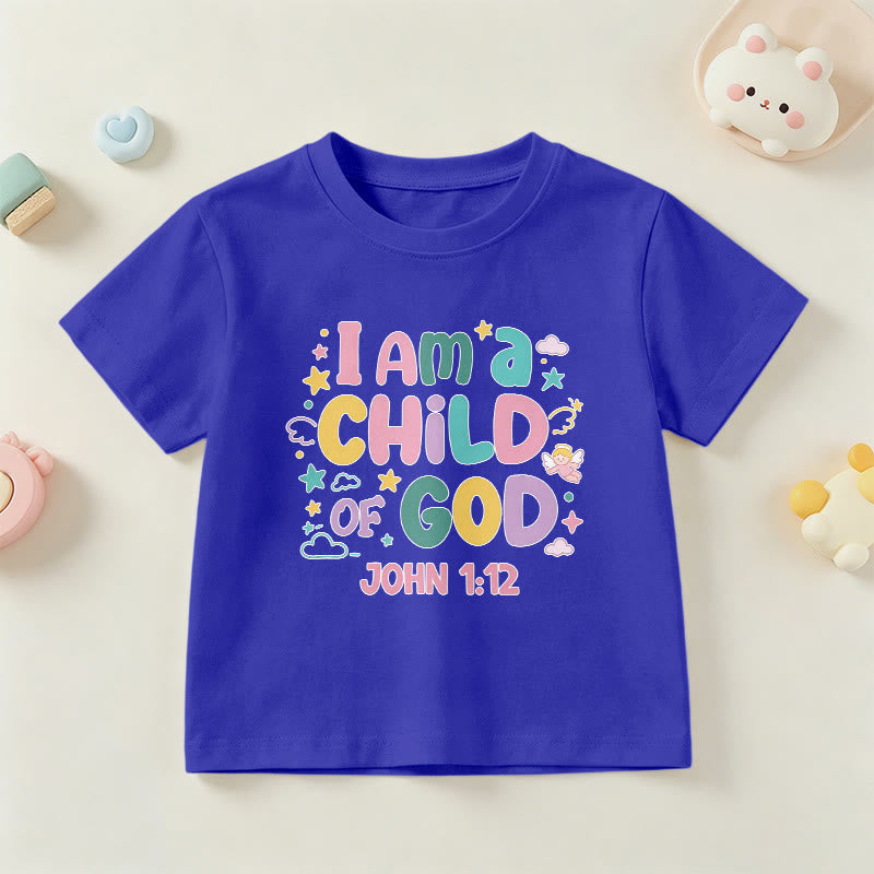 Christianartworkshop T-shirt enfant « Je suis enfant de Dieu » avec un ange et une étoile décoratifs (Jean 1:12) - Bleu - US/UK/AU 14, EU170 - image 3