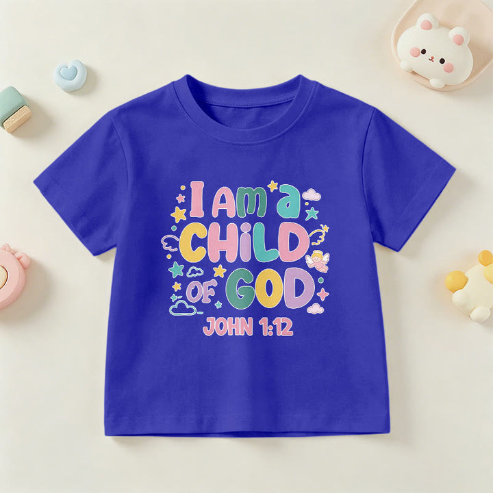 Christianartworkshop T-shirt enfant « Je suis enfant de Dieu » avec un ange et une étoile décoratifs (Jean 1:12) - Bleu - US/UK/AU 14, EU170 - image 3