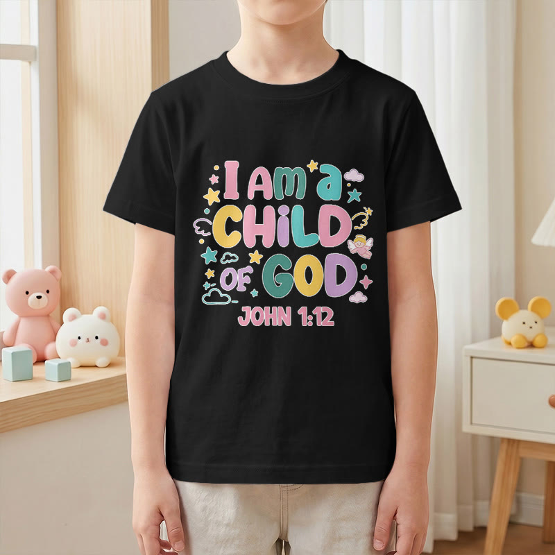 Christianartworkshop T-shirt enfant « Je suis enfant de Dieu » avec un ange et une étoile décoratifs (Jean 1:12) - image 1