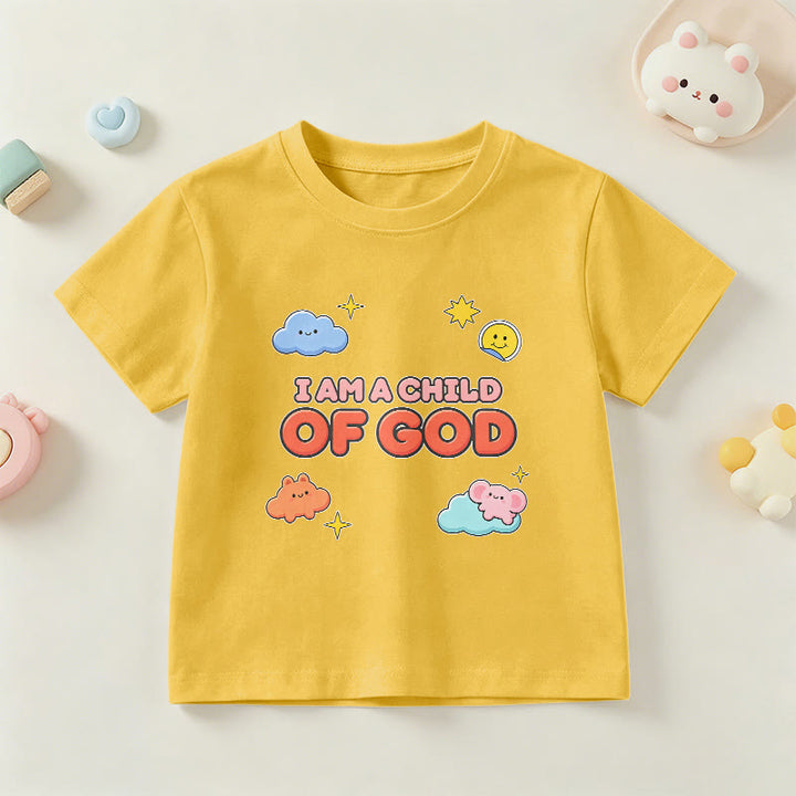 Christianartworkshop T-shirt enfant « Je suis un enfant de Dieu » avec un nuage souriant et un soleil fantaisistes - Jaune - US/UK/AU 14, EU170 - image 27