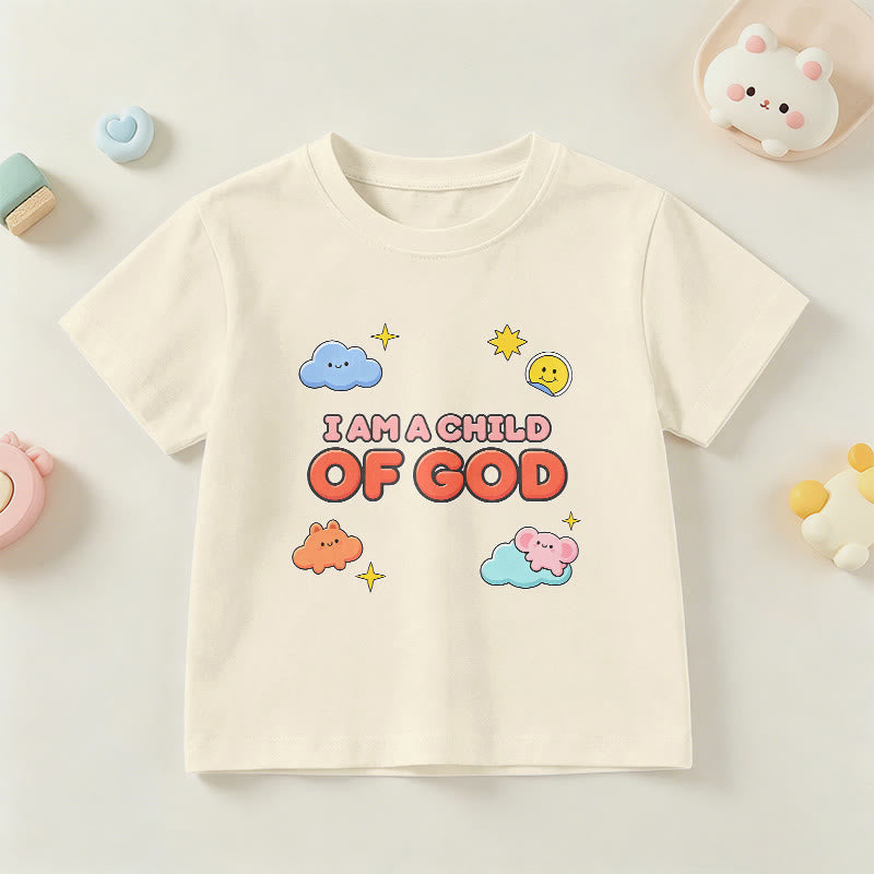 Christianartworkshop T-shirt enfant « Je suis un enfant de Dieu » avec un nuage souriant et un soleil fantaisistes - Beige - US/UK/AU 14, EU170 - image 21