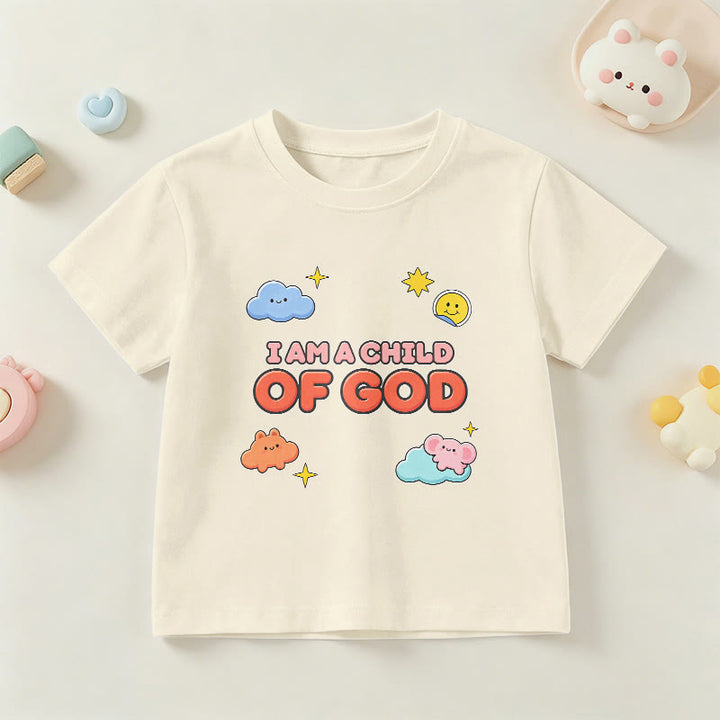 Christianartworkshop T-shirt enfant « Je suis un enfant de Dieu » avec un nuage souriant et un soleil fantaisistes - Beige - US/UK/AU 14, EU170 - image 21
