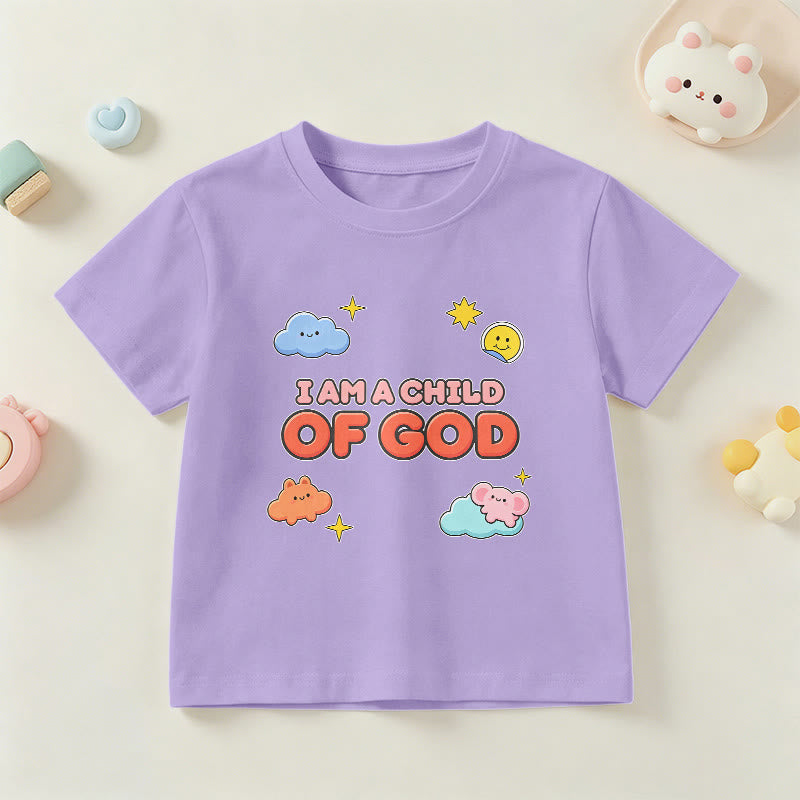 Christianartworkshop T-shirt enfant « Je suis un enfant de Dieu » avec un nuage souriant et un soleil fantaisistes - Violet - US/UK/AU 14, EU170 - image 6