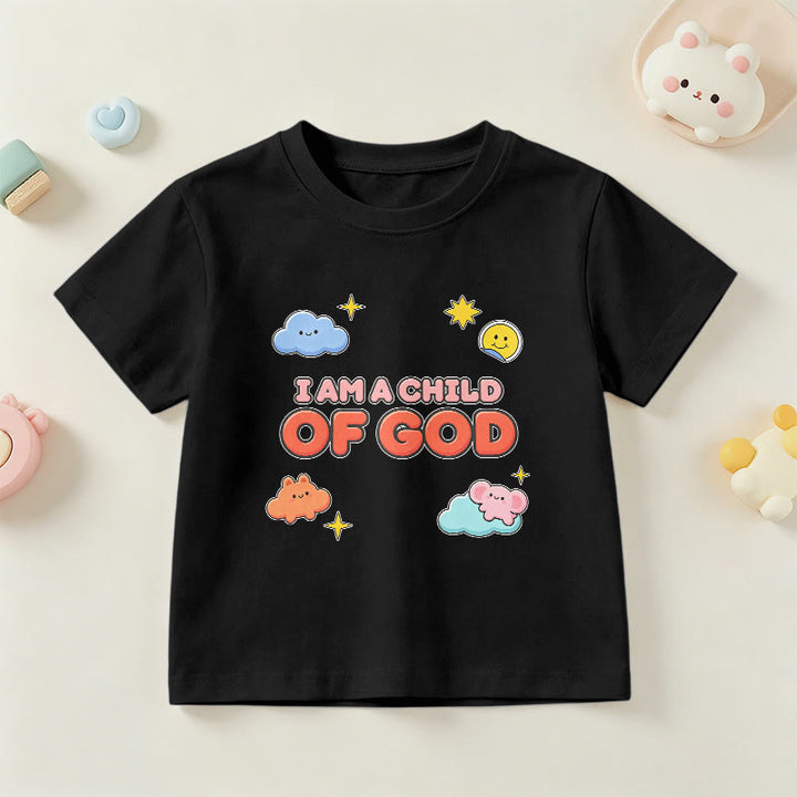 Christianartworkshop T-shirt enfant « Je suis un enfant de Dieu » avec un nuage souriant et un soleil fantaisistes - Noir - US/UK/AU 14, EU170 - image 24