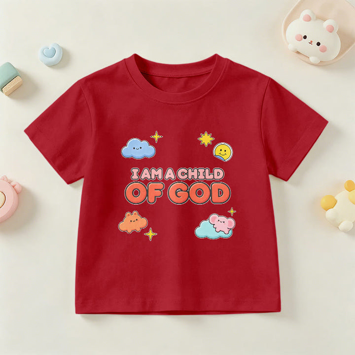 Christianartworkshop T-shirt enfant « Je suis un enfant de Dieu » avec un nuage souriant et un soleil fantaisistes - Rouge - US/UK/AU 14, EU170 - image 9