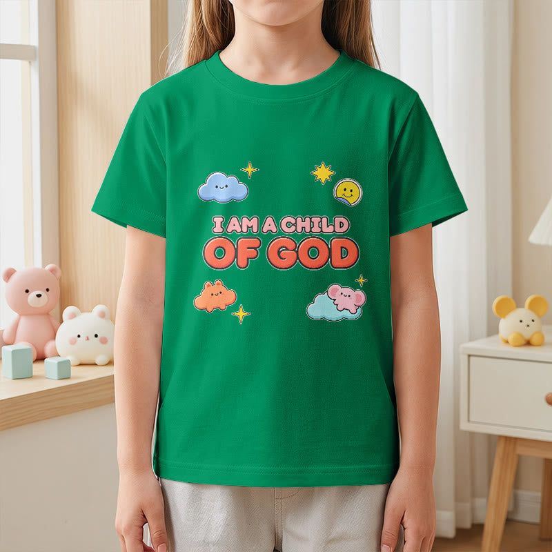 Christianartworkshop T-shirt enfant « Je suis un enfant de Dieu » avec un nuage souriant et un soleil fantaisistes - image 17