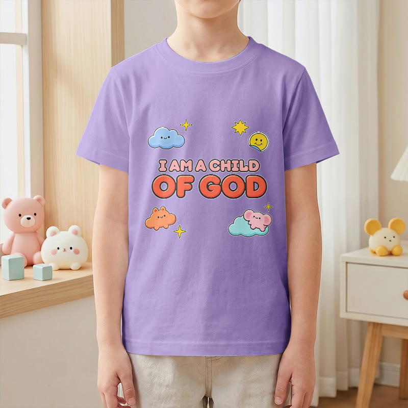 Christianartworkshop T-shirt enfant « Je suis un enfant de Dieu » avec un nuage souriant et un soleil fantaisistes - image 7