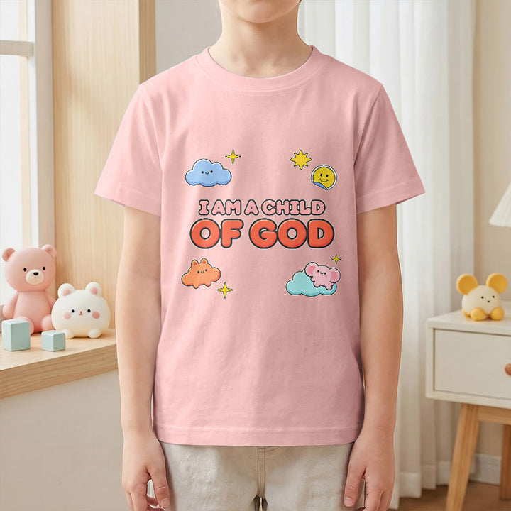 Christianartworkshop T-shirt enfant « Je suis un enfant de Dieu » avec un nuage souriant et un soleil fantaisistes - image 13