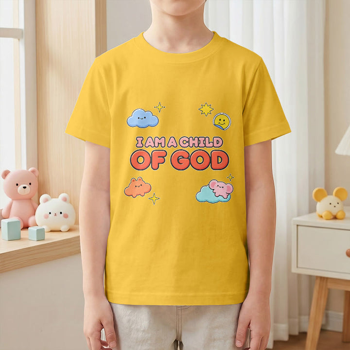 Christianartworkshop T-shirt enfant « Je suis un enfant de Dieu » avec un nuage souriant et un soleil fantaisistes - image 28