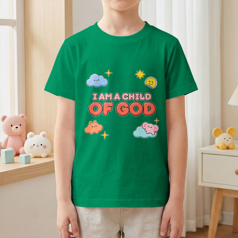 Christianartworkshop T-shirt enfant « Je suis un enfant de Dieu » avec un nuage souriant et un soleil fantaisistes - image 16