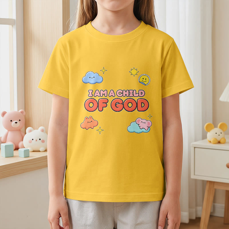 Christianartworkshop T-shirt enfant « Je suis un enfant de Dieu » avec un nuage souriant et un soleil fantaisistes - image 29