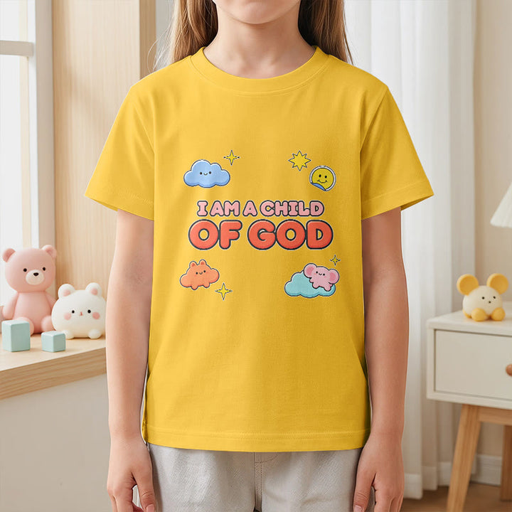 Christianartworkshop T-shirt enfant « Je suis un enfant de Dieu » avec un nuage souriant et un soleil fantaisistes - image 29