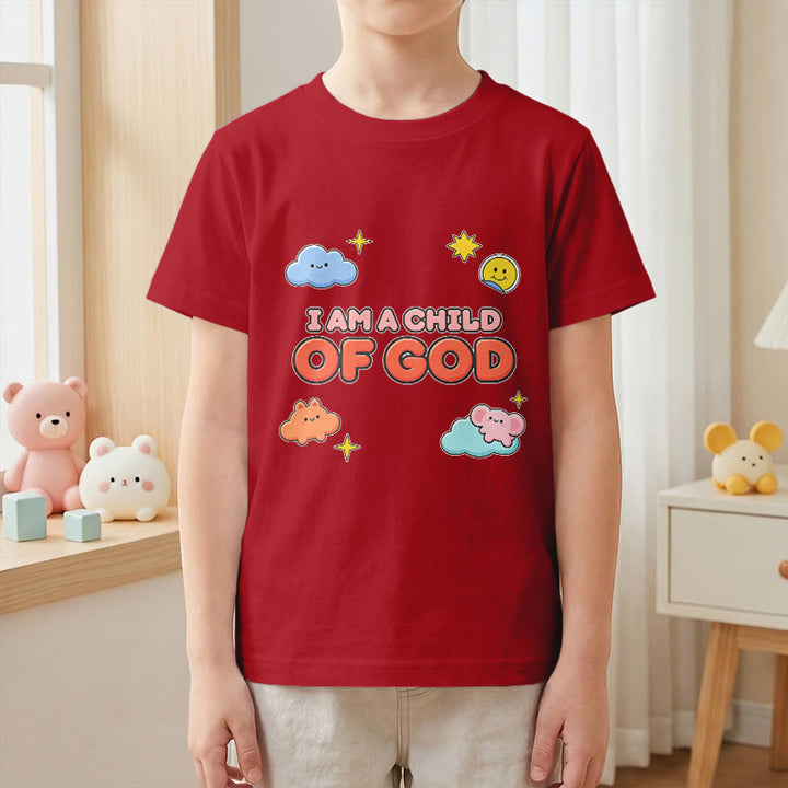 Christianartworkshop T-shirt enfant « Je suis un enfant de Dieu » avec un nuage souriant et un soleil fantaisistes - image 10