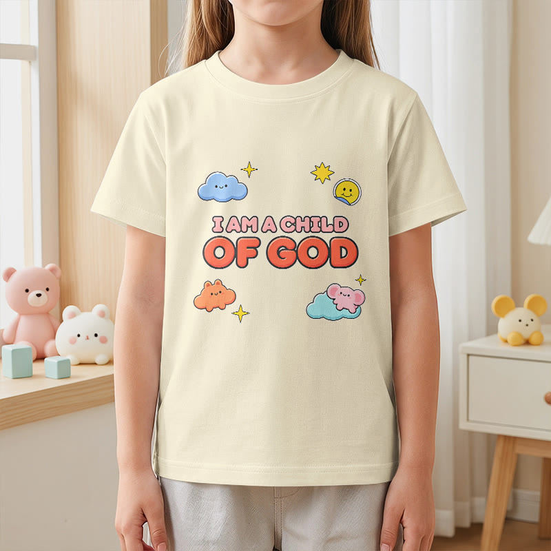 Christianartworkshop T-shirt enfant « Je suis un enfant de Dieu » avec un nuage souriant et un soleil fantaisistes - image 23