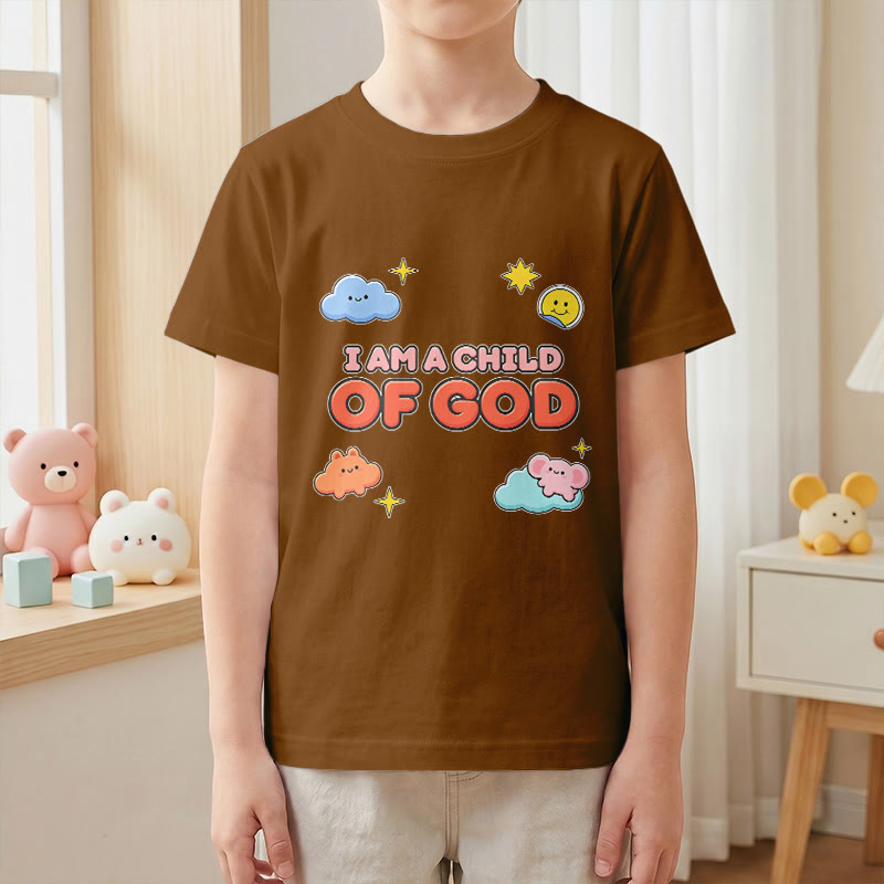 Christianartworkshop T-shirt enfant « Je suis un enfant de Dieu » avec un nuage souriant et un soleil fantaisistes - image 19