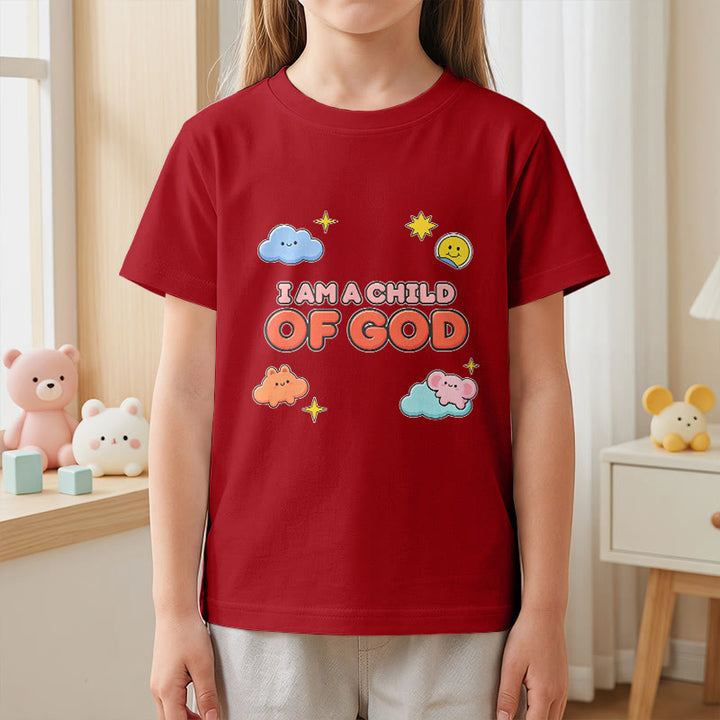 Christianartworkshop T-shirt enfant « Je suis un enfant de Dieu » avec un nuage souriant et un soleil fantaisistes - image 11