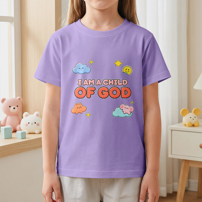 Christianartworkshop T-shirt enfant « Je suis un enfant de Dieu » avec un nuage souriant et un soleil fantaisistes - image 8